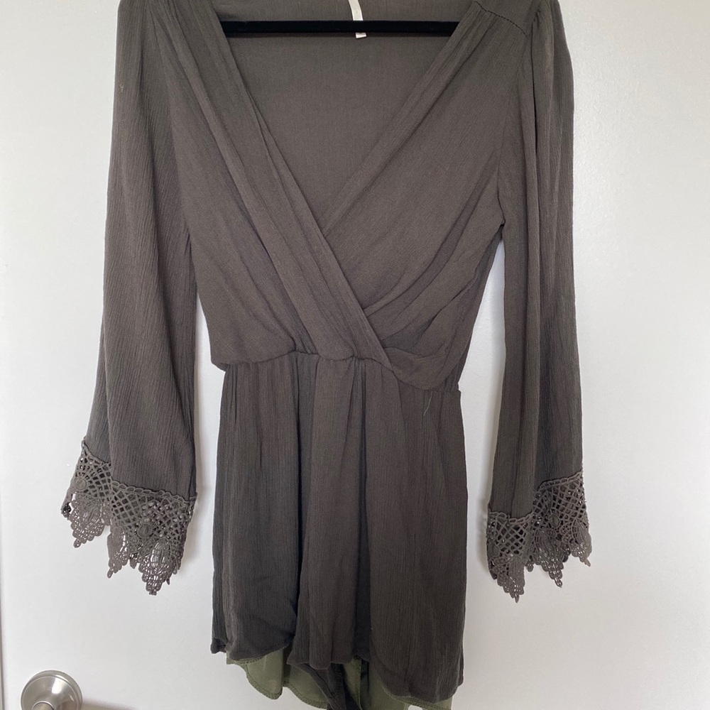 Olive Green Sage Longsleeve Romper size Medium